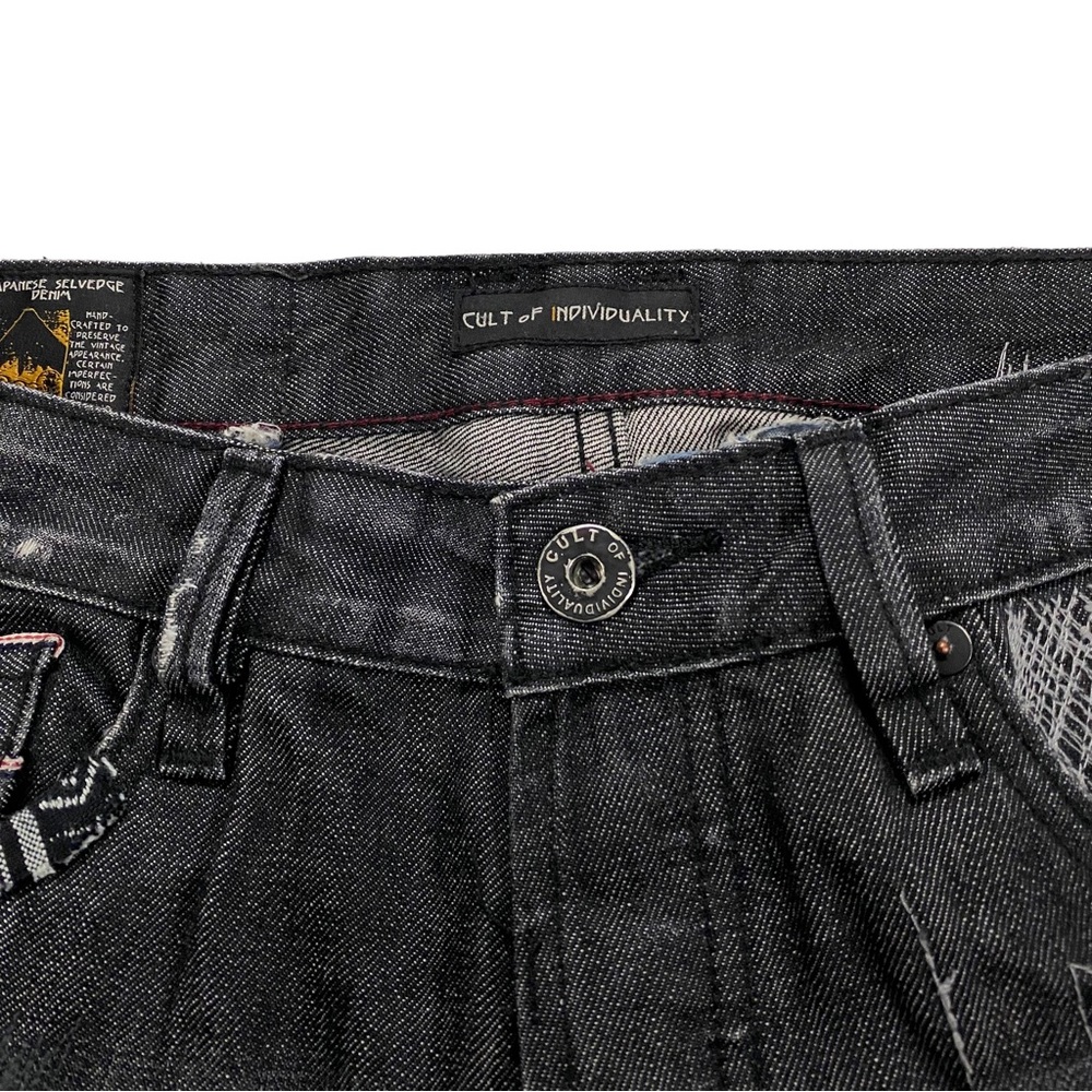 Cult of Individuality Rebel Straight Japanese Selvedge Men Black Wash Jean Sz 33 - Picture 6 of 15